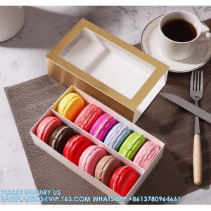 Macaron Packaging Boxes With Clear Window Gold Without Macarons Inside Rose Gold