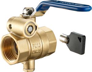Buy cheap 1702-DC Long Lever F x F Mechanical Key Lock Brass Shut-off Valve Ball Type Size DN20 DN25 DN32 with Bottom Meter Outlet product