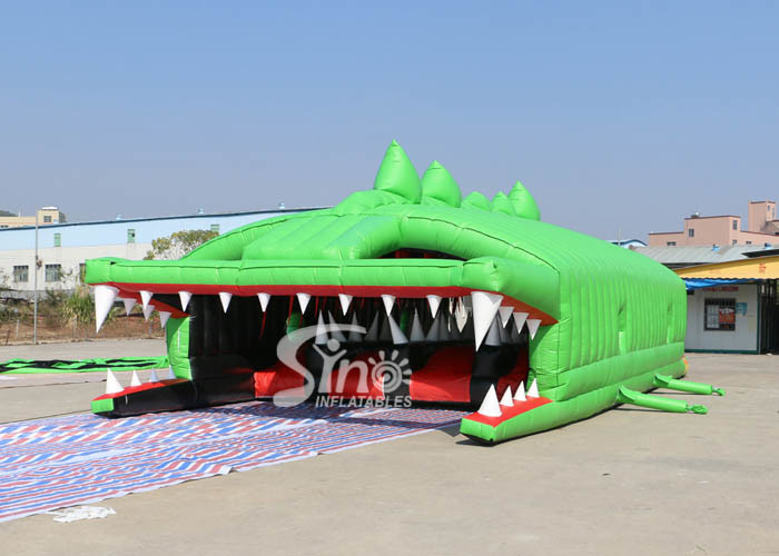 13x6m Big Crocodile Adults Inflatable Obstacle Course With Top Tent Covered For