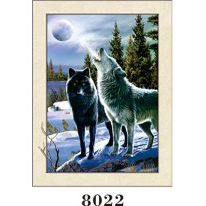 Custom Wolf Painting 5D Images With PET 0.6MM+157g Coated Paper Material