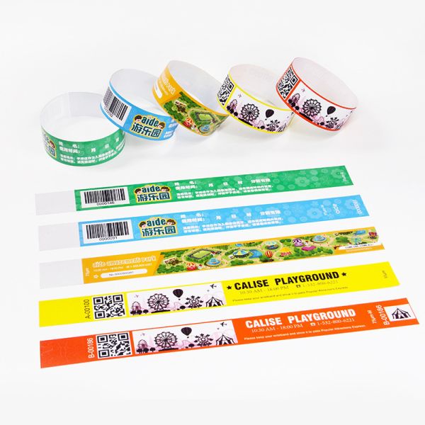 Customization Paper Bracelets Sequential Numbering Tyvek Paper Wristbands For