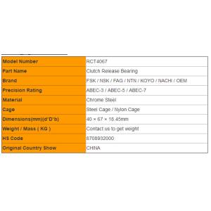 Buy cheap Stable Performance Clutch Release Ball Bearing RCT4067 , 40TSK-2 from wholesalers