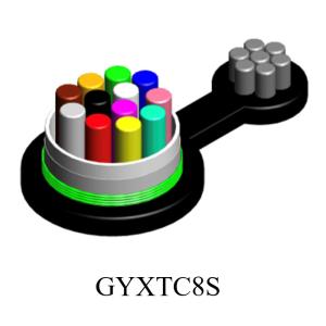 Buy cheap GYXTC8S Outdoor Single Mode 2 4 8 12 24 Core Armoured Figure 8 Aerial Optical Fiber Cable from wholesalers