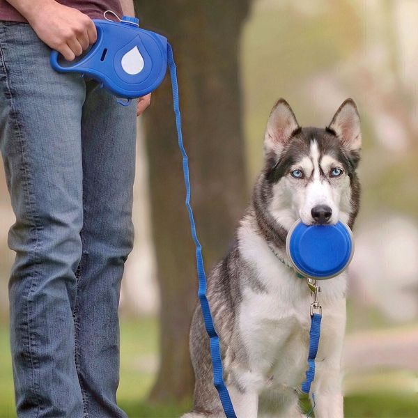 5 IN 1 Nylon Dog Leash Portable Dog Water Bottle with Collapsible Bowl Dog Poop