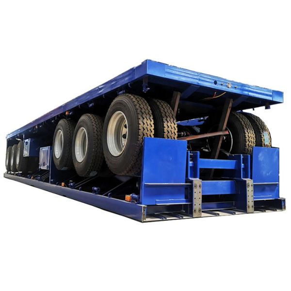 Quality Blue CE Flatbed Container Trailer 6m 18 Wheeler Flatbed Trailer For Shipping for sale