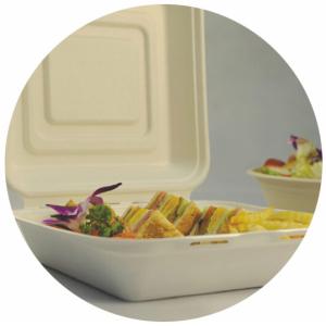 Buy cheap BIO-DEGRADABLE BAGASSE CLAMSHELL, FIRM AND PRETTY, DOUBLE LOCK DESIGN, WITH LID product