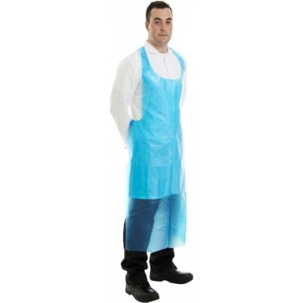 Quality Blue Long Biodegradable Aprons , Plastic Waterproof Aprons Custom Logo for sale