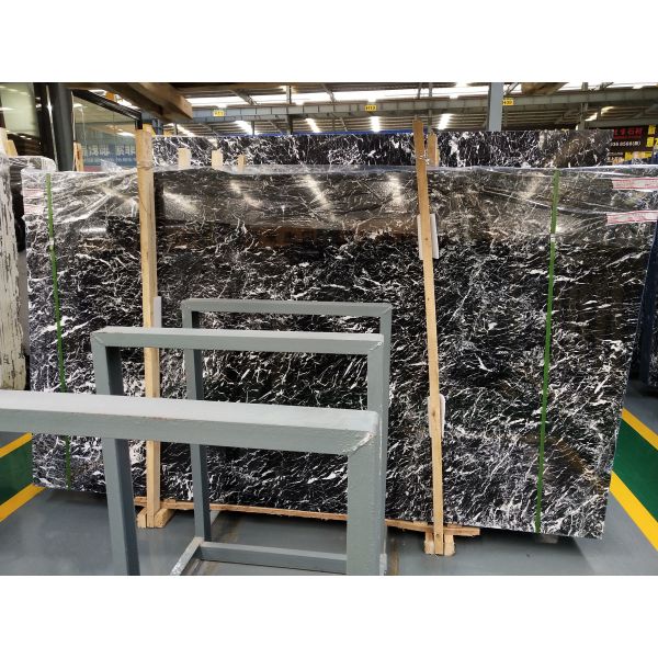 Black And White Lighting Natural Marble Tile And Slab , Marble Floor And Wall