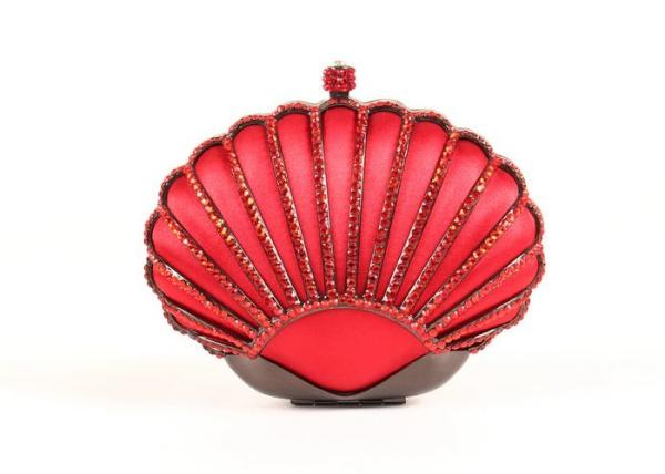 Buy cheap Shell Shaped Red Shell Shaped Cluth Bag Kiss Lock And Unique Long Chain from wholesalers