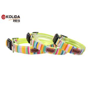 China Extra Cute Soft Adjustable Dog Collar Rainbow Color With High Impact Plastic Buckle on sale