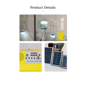3pcs Portable 5W Solar Generator Home Lighting System 3.7V With Speaker FM Radio