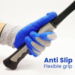Abrasion Resistant Cut Resistant Safety Gloves Customized Crinkle Latex Coating