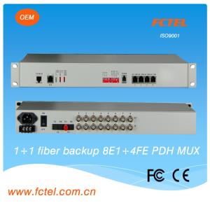 1+1 fiber back up 8E1 pdh with 4 port gigabit Ethernet fiber optical mulitplexer