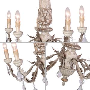 Reclaimed wood pendant light with crystal (WH-CI-34)