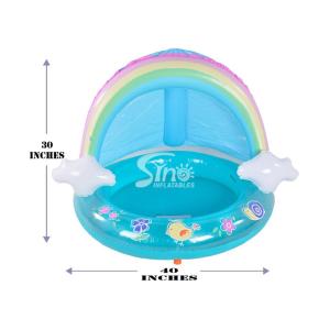 Outdoor Rainbow Inflatable Splash Pool With Canopy For Kiddie Water Play Mat Toy