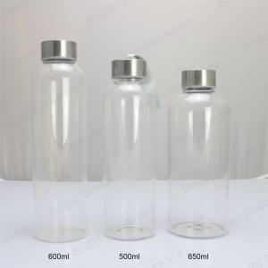 Buy cheap 500ml 550ml 650ml 750ml High borosilicate glass water bottle with lid from wholesalers