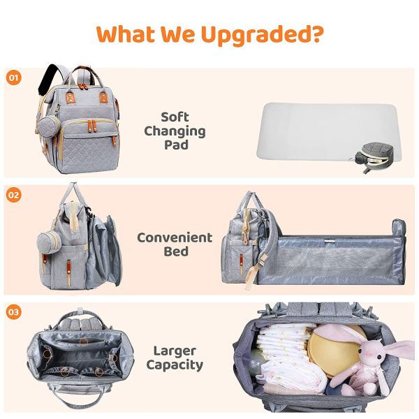 Customized Mommy Bag With Adjustable Strap And Crib For Baby