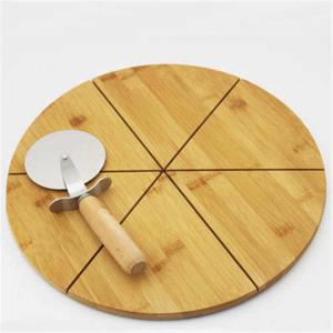Buy cheap Round 25cm Bamboo Butcher Block Cutting Board Divide Pizza Tray With Cutter Wheel from wholesalers