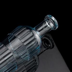 Buy cheap Pretty Light Blue 750ml 75cl Vertical Stripes Vodka Bottle With Lid Made of Clear Glass from wholesalers