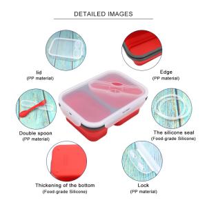 FDA Standard 2 Compartments Silicone Bento Foldable Lunch Box