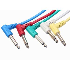 Colorful 6pcs Audio Visual Cables , Electric Guitar Cable 90 Degree 6.35mm