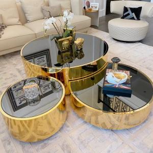 Buy cheap Modern Stainless Steel Electroplated Coffee Table Set Round Metal End Table from wholesalers