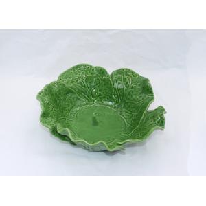 China Cabbage Leaf Bowl Ceramic Houseware FN10115 With Green Dolomite Material on sale