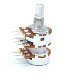 Buy cheap Vertical  5k Audio Taper Potentiometer 16mm Double Gang Potentiometer product