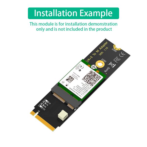 M.2 NGFF to WiFi Adapter Card installation view