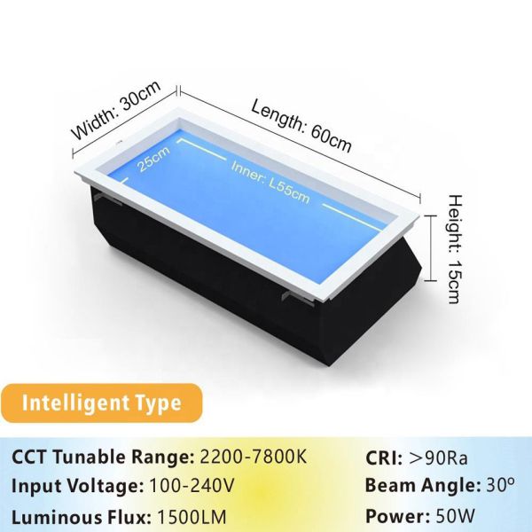 Quality Smart LED Skylight Panel, 40W, 2100-7800K CCT, Dimmable, APP & Remote Control, Sunrise to Sunset Simulation for sale