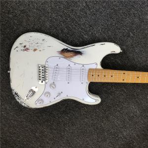 Buy cheap Custom handmade copy of old SRV ST electric guitar 100% handmade Beautiful white polychromatic electric guitar from wholesalers