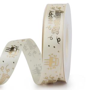 Buy cheap Wholesale Custom Logo Printed birthday ribbon polyester satin ribbon from wholesalers
