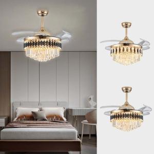 52 DC Folding Ceiling Fan With Light Chandelier With Hidden Fan