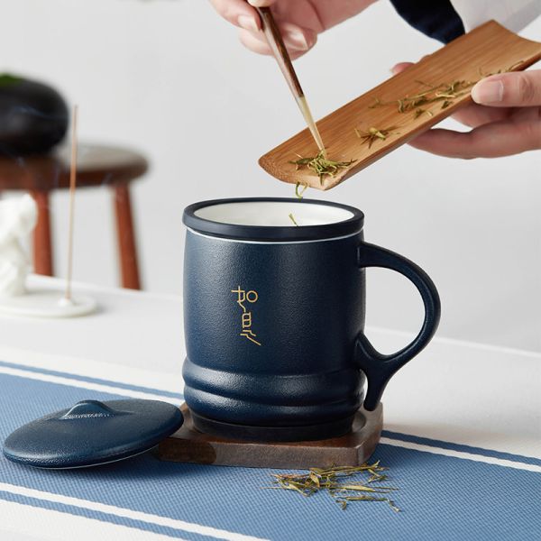 Quality Ready To Ship In Stock Ceramic Coffee Tea Water Mug Cup With Coaster For Customized Logo Pattern for sale