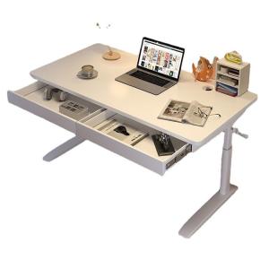 Buy cheap Manual Height Adjustable Writing Desk for Kids White Wood Study Table in Zhejiang from wholesalers