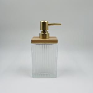 Buy cheap Glass Bathroom Set Luxury Square Shape Milky White Ribbed Vertical Stripe Glass Soap Dispenser from wholesalers