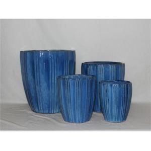 Buy cheap 4 Glazed Coloured Ceramic Garden Pots High Fired Round Shape from wholesalers