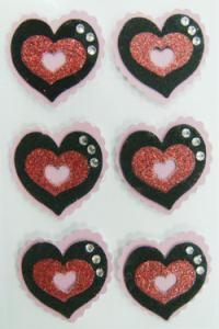 China 3D Custom Heart Shaped Stickers , Non Toxic Self Adhesive Fabric Stickers on sale