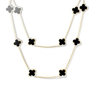 Buy cheap Van Cleef & Arpels Alhambra long necklace 14 motifs Yellow gold Onyx VCARB13700 product
