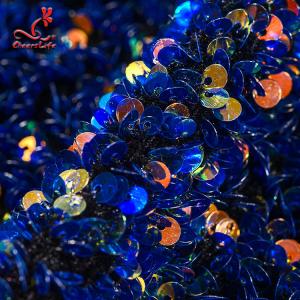 Buy cheap SGS Laser Sequins Shinny Embroidered Lace Fabric With Elastic Mesh from wholesalers