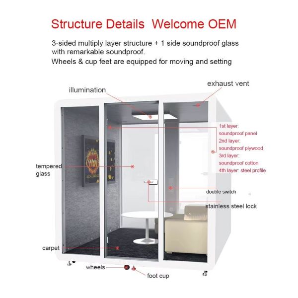 Quiet Meeting Room Pod Designed for Portable Sleep and Work Efficiency