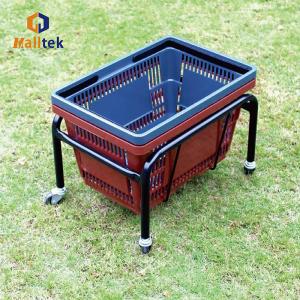 Four-wheel 2" Caster Stacking Shopping Basket Holder In Black Or Silver
