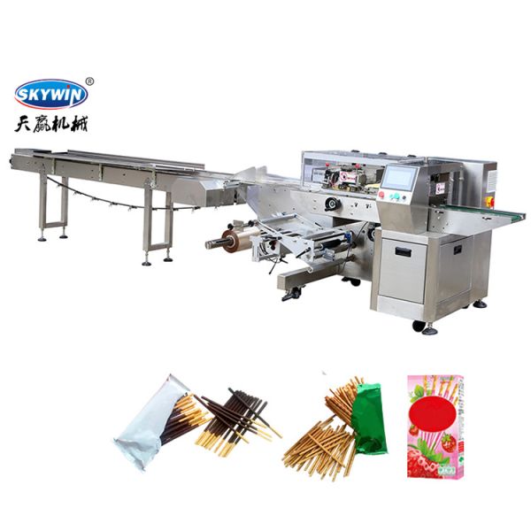 Commercial Chocolate Pocky Biscuit Packing Machine Stick Biscuit Flow Packing