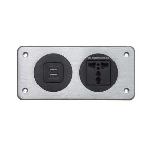 2018 New Aluminum Panel Socket with Universal power and USB charger for table