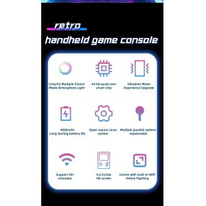 4 Inches IPS Full View DC40V Handheld Game Console Open Source System