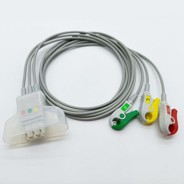 Quality TPU ISO13485 HP PH Telemetry ECG Cables 3 Leads Grabber for sale
