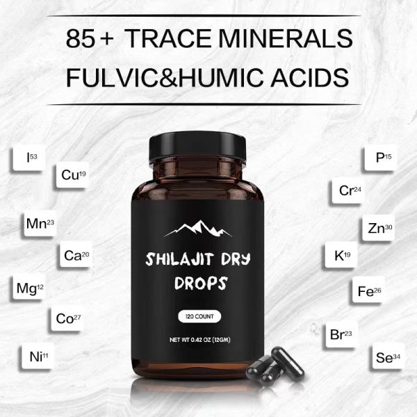 Wholesale private label OEM Factory Supply Shilajit Extract shilajit extract powder Shilajit vegetarian capsules