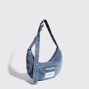 2024 CROSS-BORDER NEW UNDERARM BAG NICHE DESIGN RETRO WASH DENIM BAG SENIOR