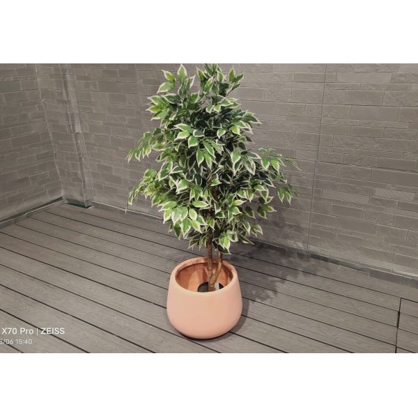 Terracotta - Inspired Hue Round Fiber Clay Outdoor Planter Architectural Landscaping Design