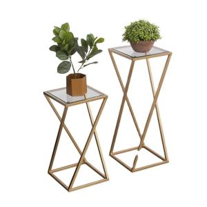 Rectangular stainless steel material golden stand flower pot decoration for
